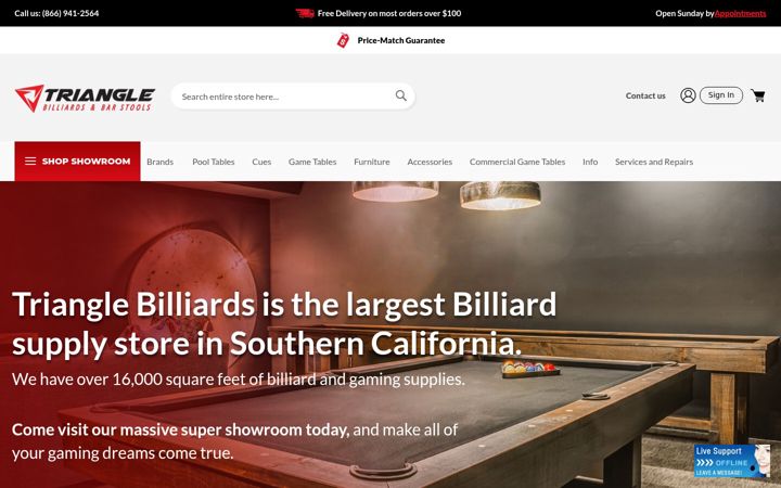 Screenshot of tribilliards.com