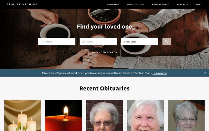 Екранна снимка на tributearchive.com