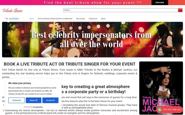 Screenshot of tributeshows.eu