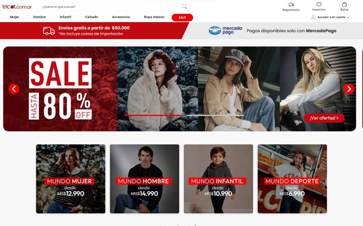 Screenshot of tricot.com.ar