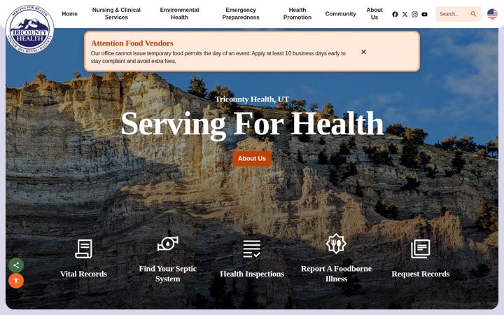 Screenshot of tricountyhealthut.gov