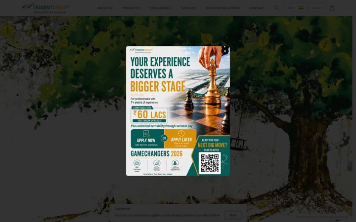 Screenshot of tridentindia.com