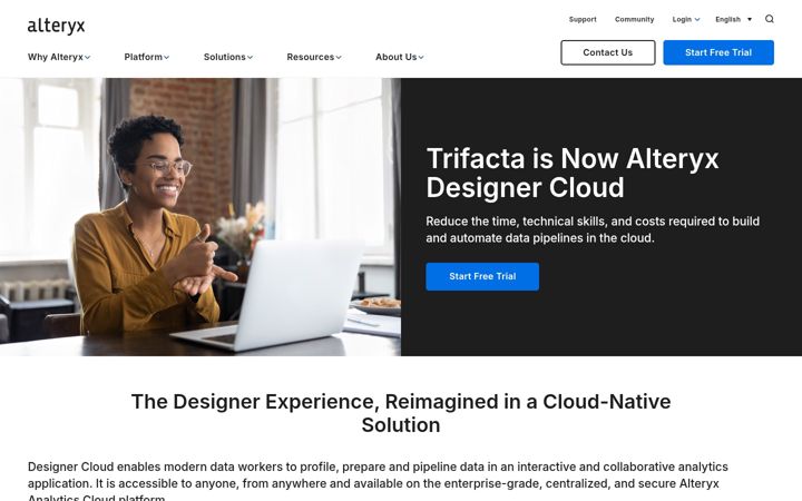 Screenshot of trifacta.com