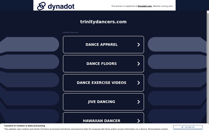 Kuvakaappaus sivustosta trinitydancers.com