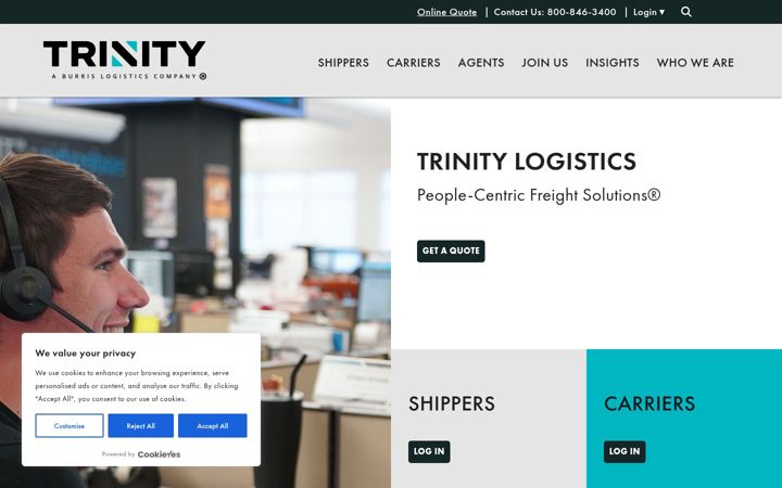 Screenshot of trinitylogistics.com