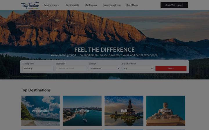Screenshot of tripfactory.com