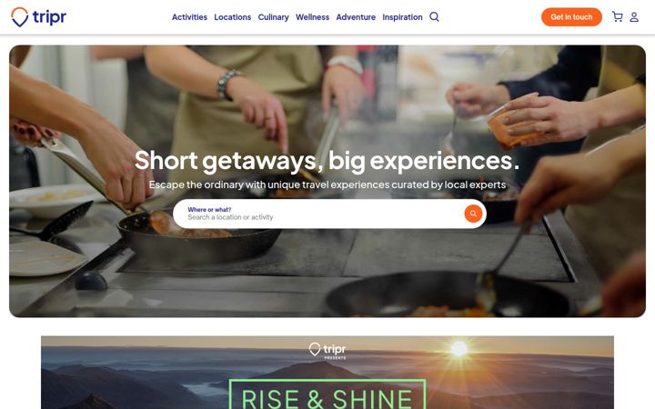 Screenshot of tripr.travel