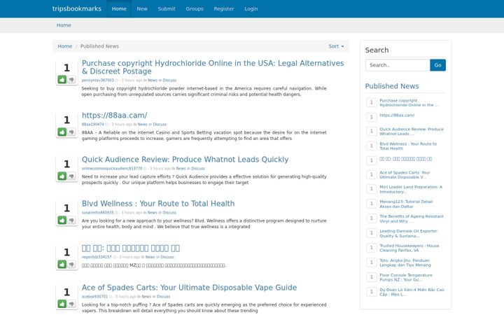 Screenshot of tripsbookmarks.com