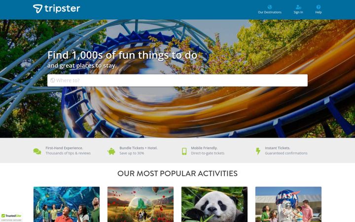 Screenshot of tripster.com