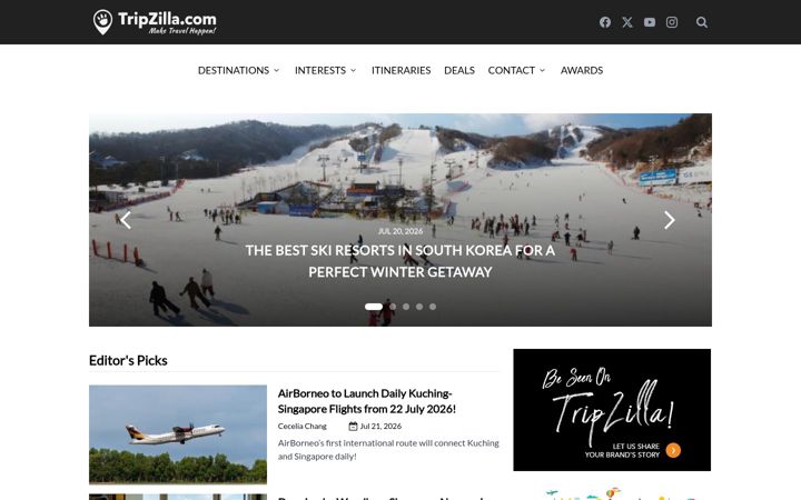 Screenshot of tripzilla.com