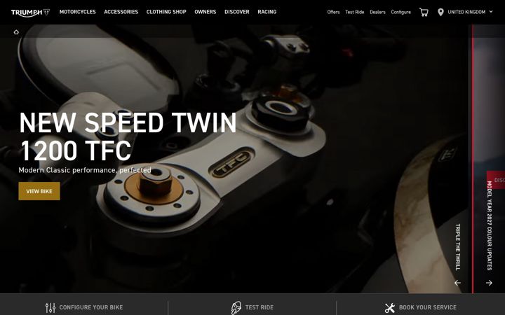Screenshot of triumphmotorcycles.co.uk