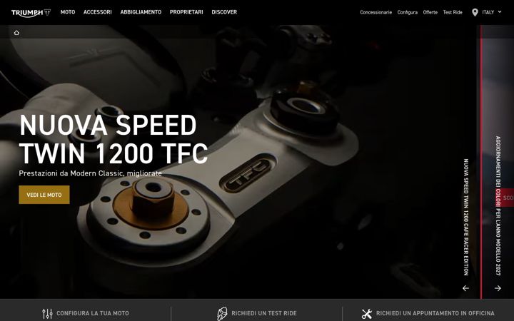 Screenshot of triumphmotorcycles.it