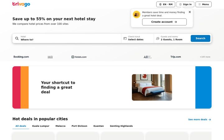 Screenshot of trivago.com.my