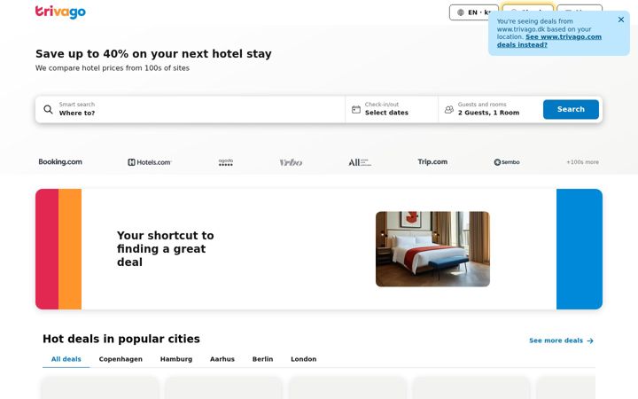Screenshot di trivago.com