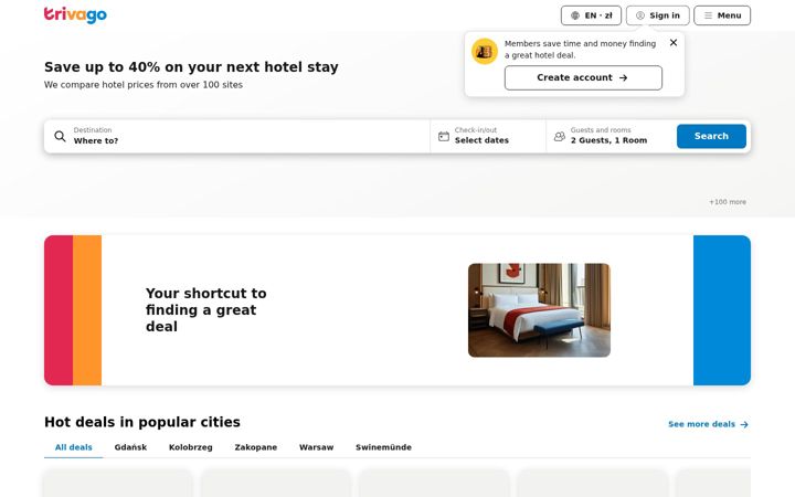 Screenshot of trivago.pl