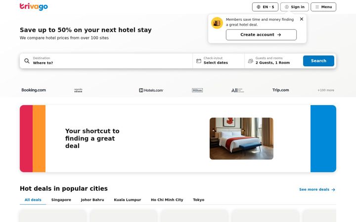 Screenshot of trivago.sg