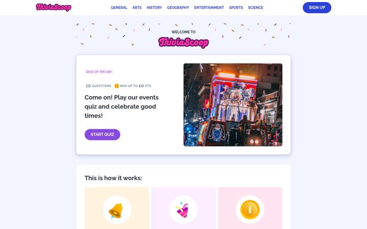 Screenshot of triviascoop.com