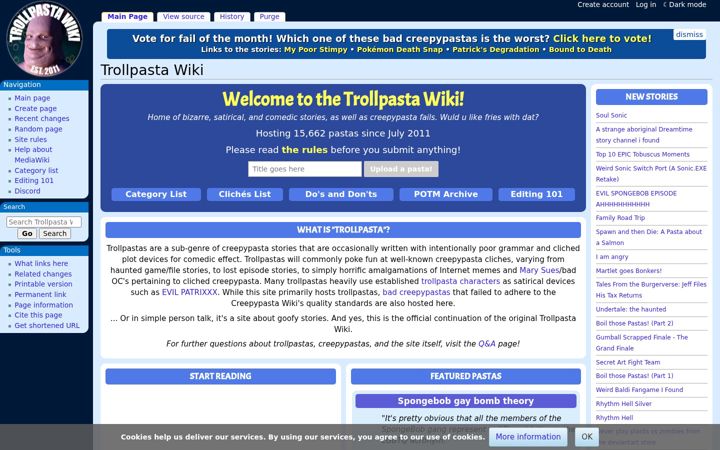 Captura de pantalla de trollpasta.com