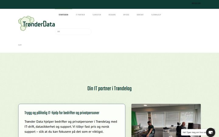Captură de ecran a tronderdata.no