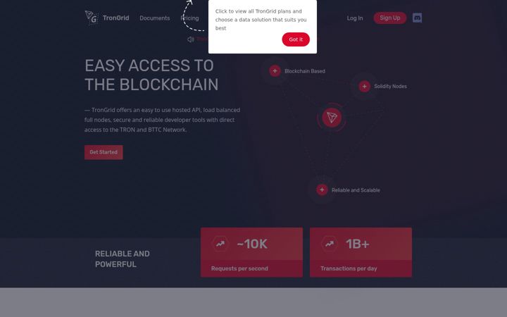 Snímek obrazovky trongrid.io