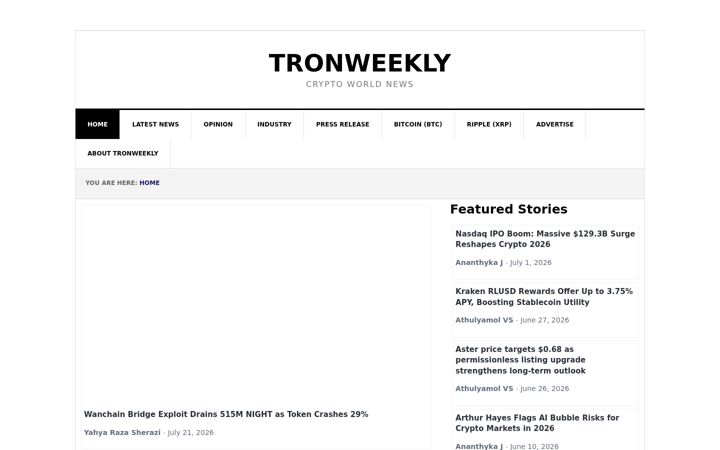 Screenshot stránky tronweekly.com