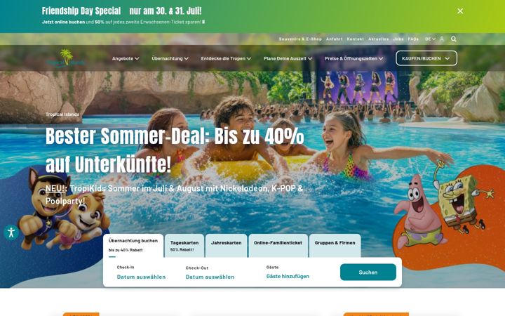 Captură de ecran a tropical-islands.de