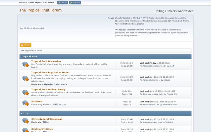Screenshot of tropicalfruitforum.com