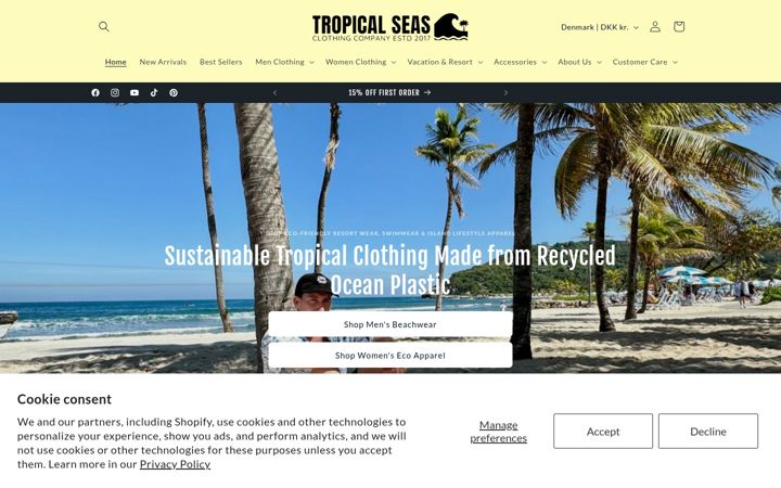 Екранна снимка на tropicalseasclothing.com