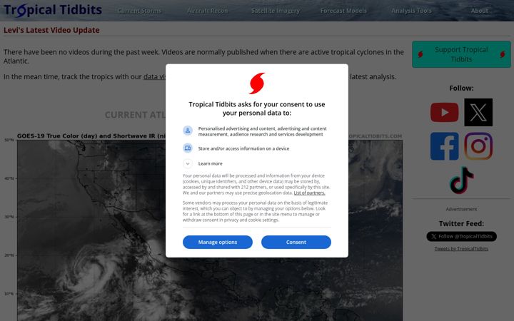 Snímek obrazovky tropicaltidbits.com