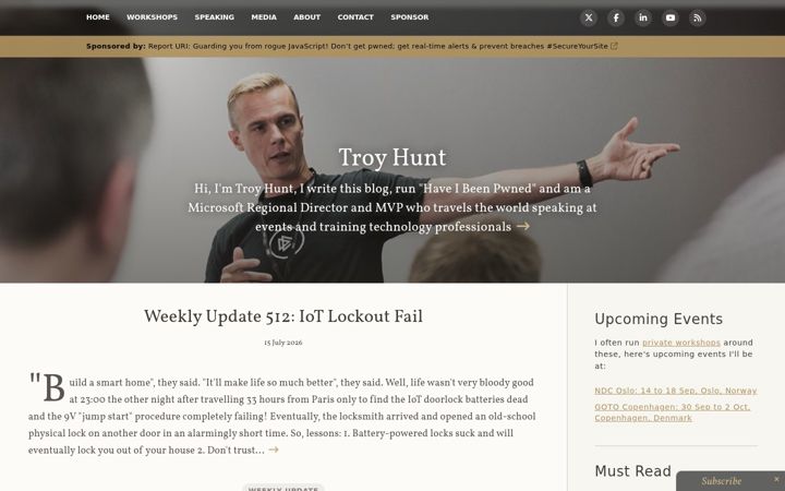 Captura de pantalla de troyhunt.com