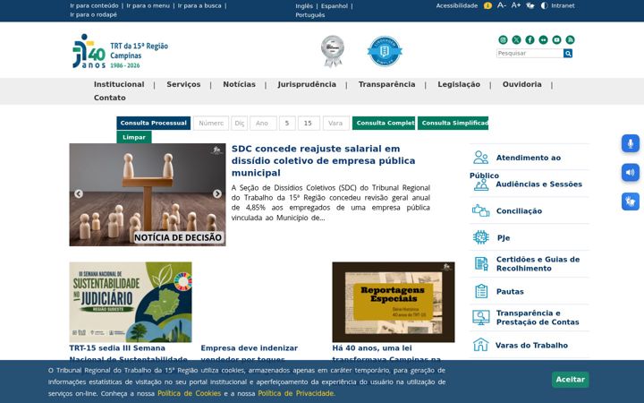 Screenshot of trt15.jus.br