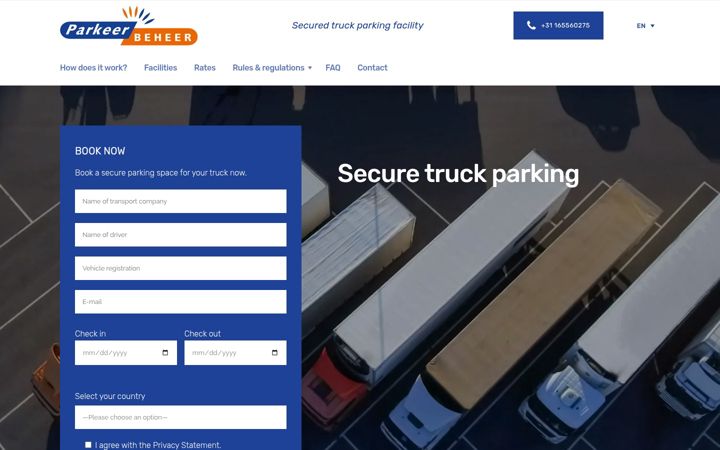 Screenshot van truckparkingholland.com