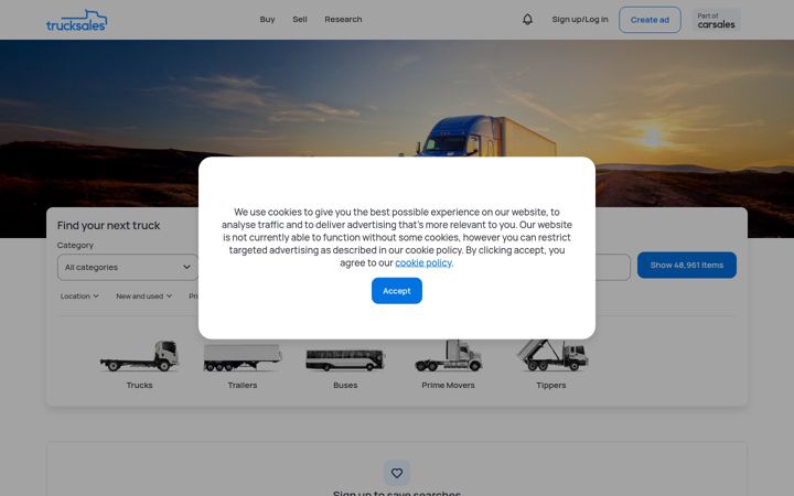Screenshot of trucksales.com.au
