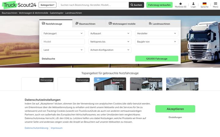 Screenshot of truckscout24.de