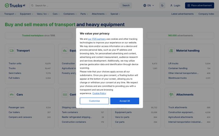 Screenshot of trucksnl.com