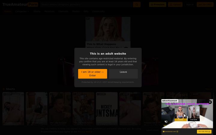 Screenshot of trueamateurporn.org