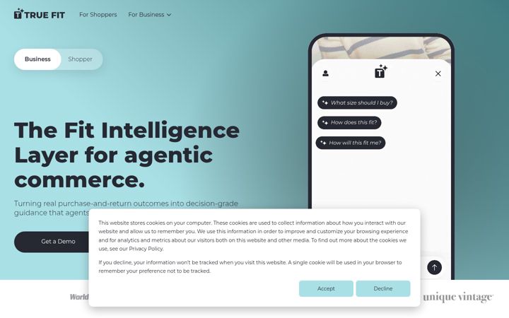 Screenshot of truefit.com