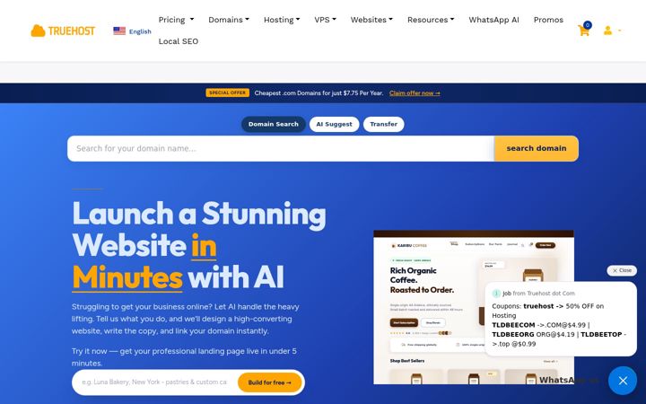 Screenshot of truehost.com