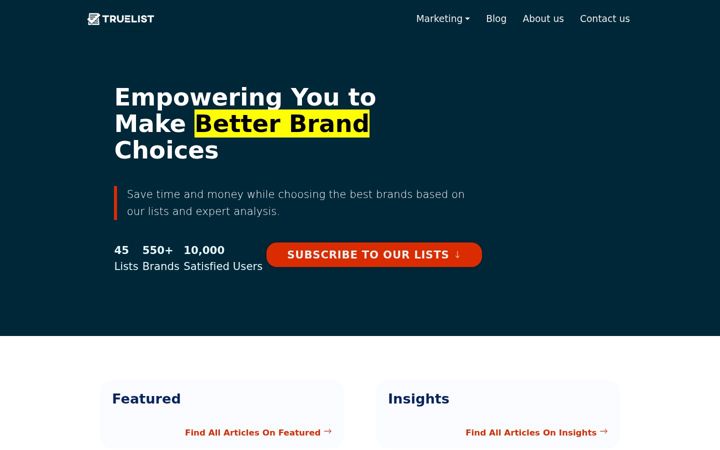 Screenshot of truelist.co