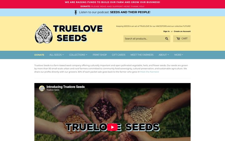 Snímek obrazovky trueloveseeds.com