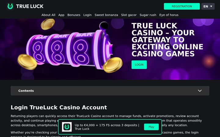 Screenshot ta' trueluckcasino-online.com