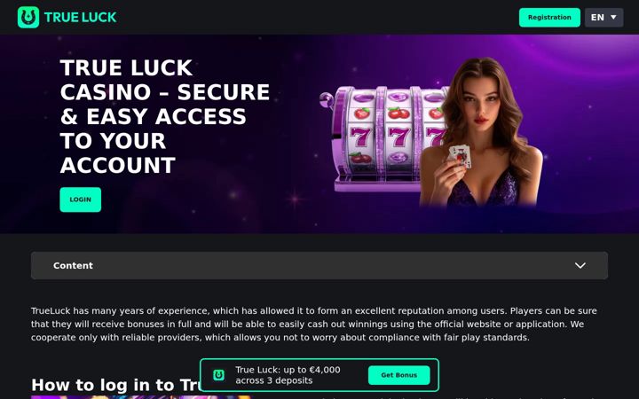 Screenshot of trueluckcasinonl.net