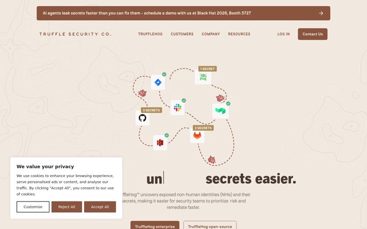 Screenshot ta' trufflesecurity.com