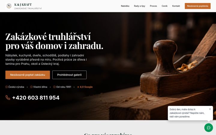 Ekraanipilt saidist truhlarstvi-kraft.com