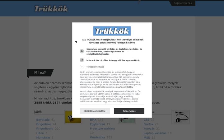 Screenshot of trukkok.hu