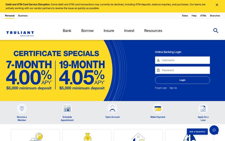 Screenshot of truliantfcu.org