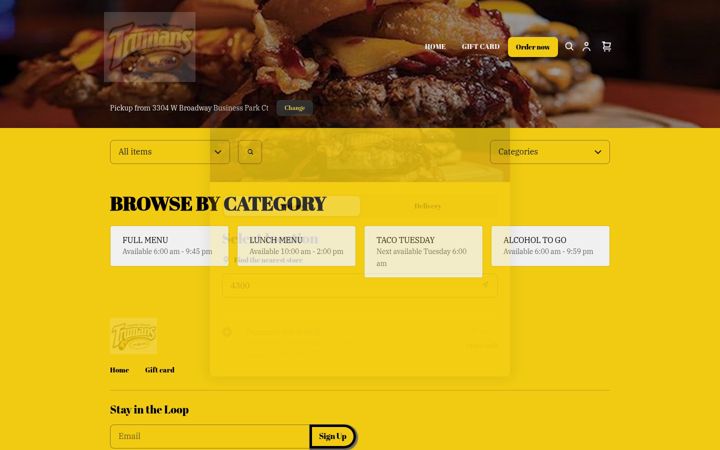 Screenshot di trumans-bar-and-grill.square.site