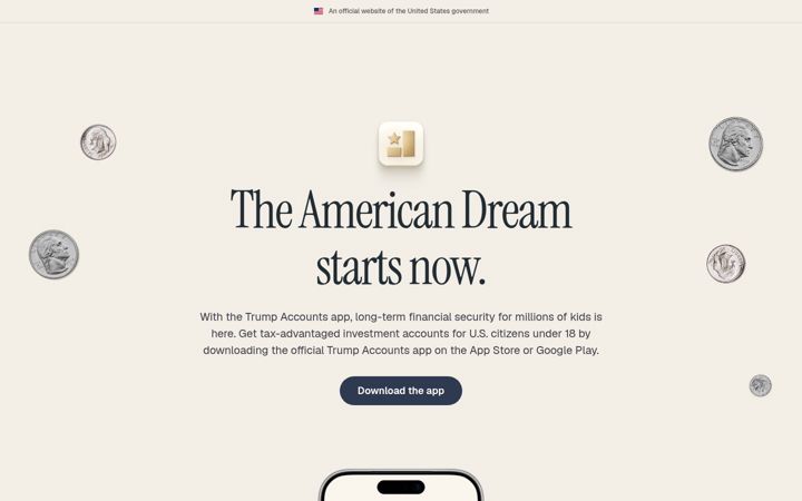 Screenshot von trumpaccounts.gov
