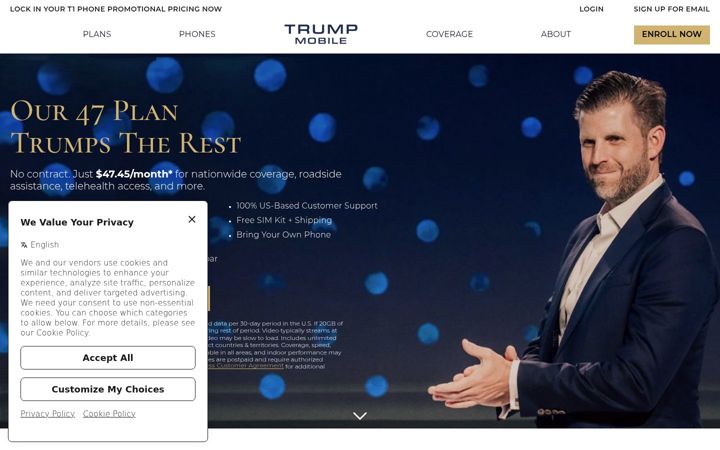 Screenshot of trumpmobile.com