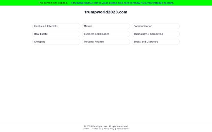 Screenshot of trumpworld2023.com